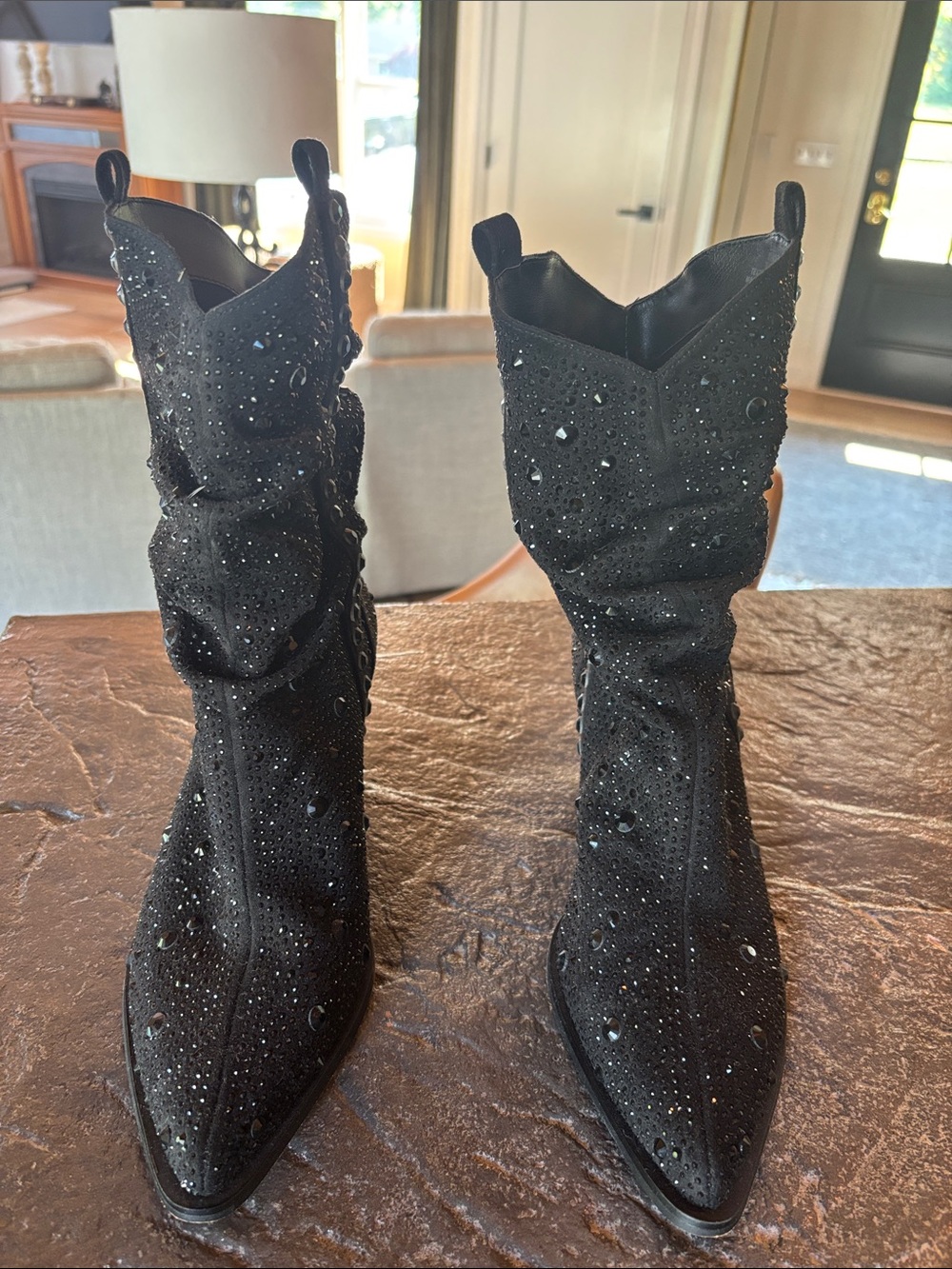 Jessica Simpson - Black Embellished Western Ankle Boots - Women's 8.5